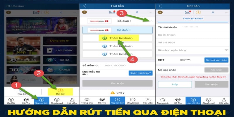 Thực hiện lệnh lấy vốn về điện thoại di động có kết nối mạng
